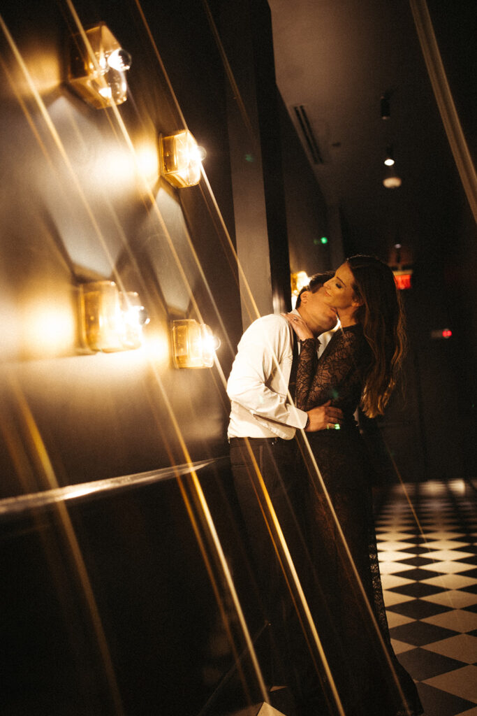 Couples Detroit engagement photos at The Siren Hotel