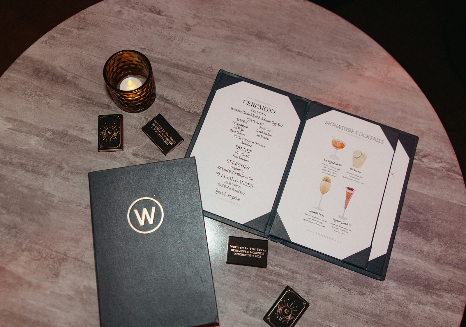 Willis Show Bar wedding menu