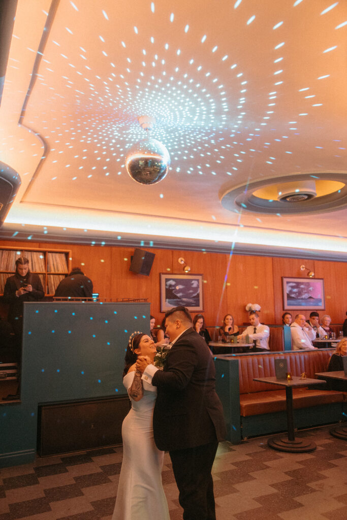 Couple's first dance during their Detroit wedding reception at Willis Show Bar