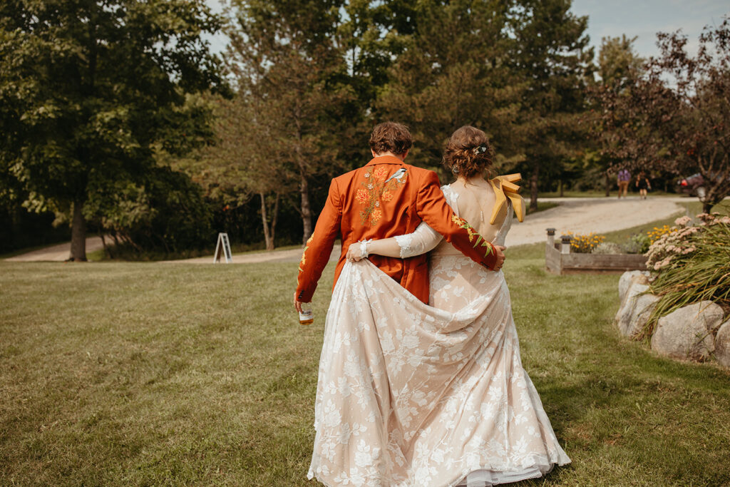 Outdoor bride and groom portraits from their Michigan wedding