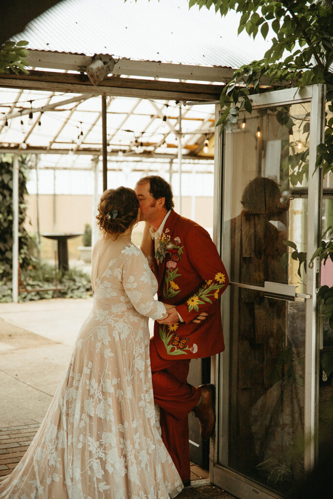 Bride and groom portraits from a Greenhouse at Goldner Walsh wedding reception captured by Marissa Dillon Photography