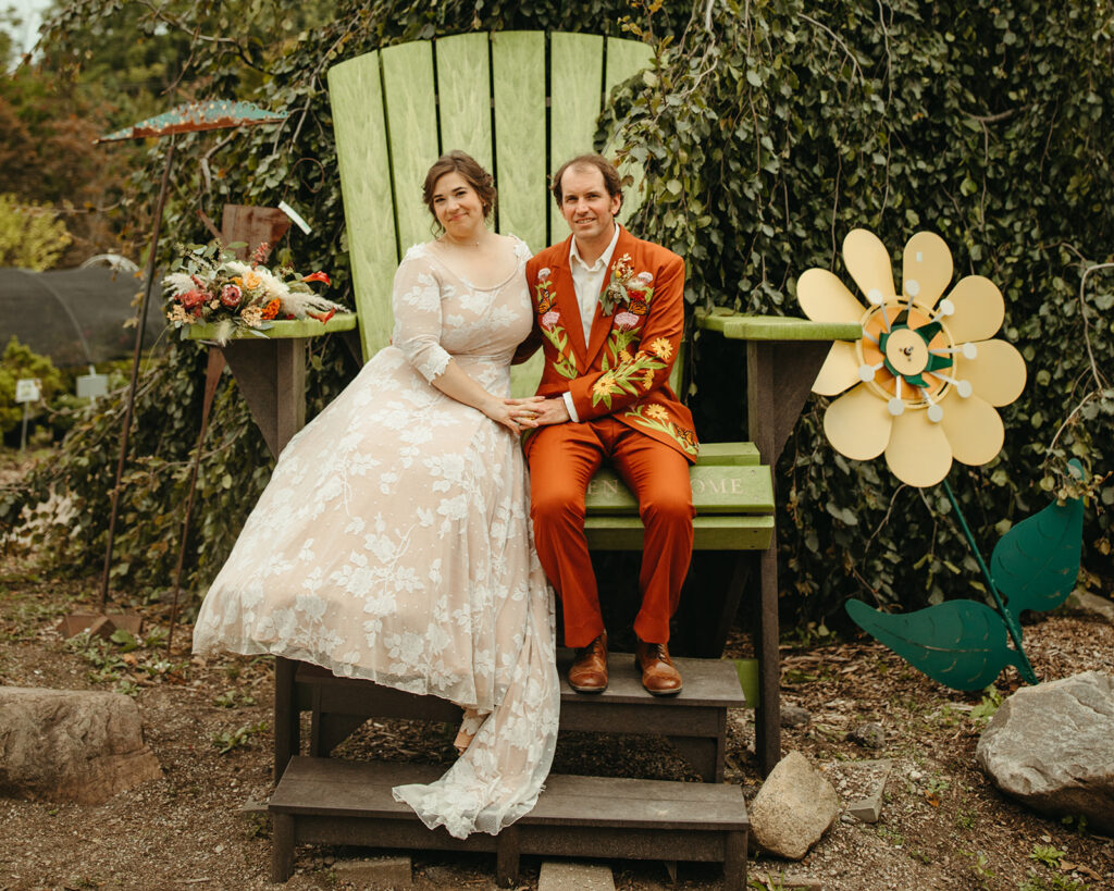 Bride and groom portraits from their Greenhouse at Goldner Walsh Wedding Reception in Pontiac, Michigan