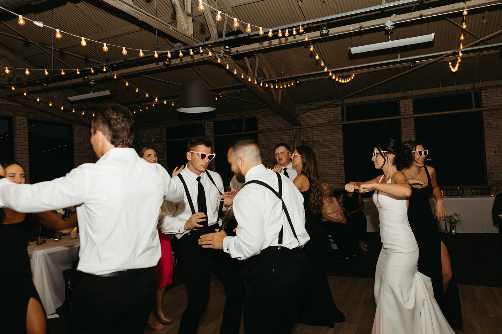 Open dancing at a Baker Lofts Holland MI wedding reception