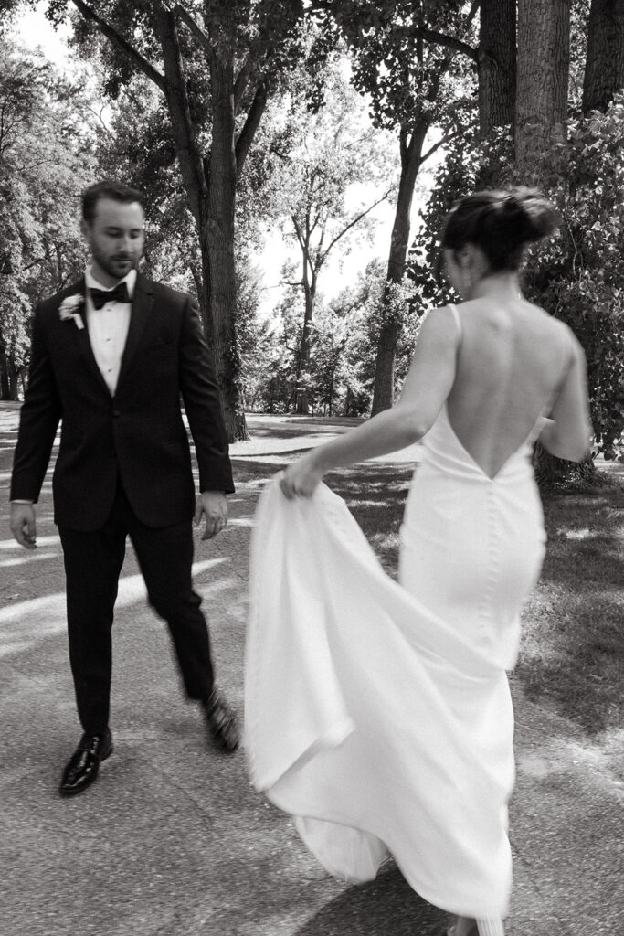 Black and white bride and groom portraits from a Grand Rapids Michigan wedding