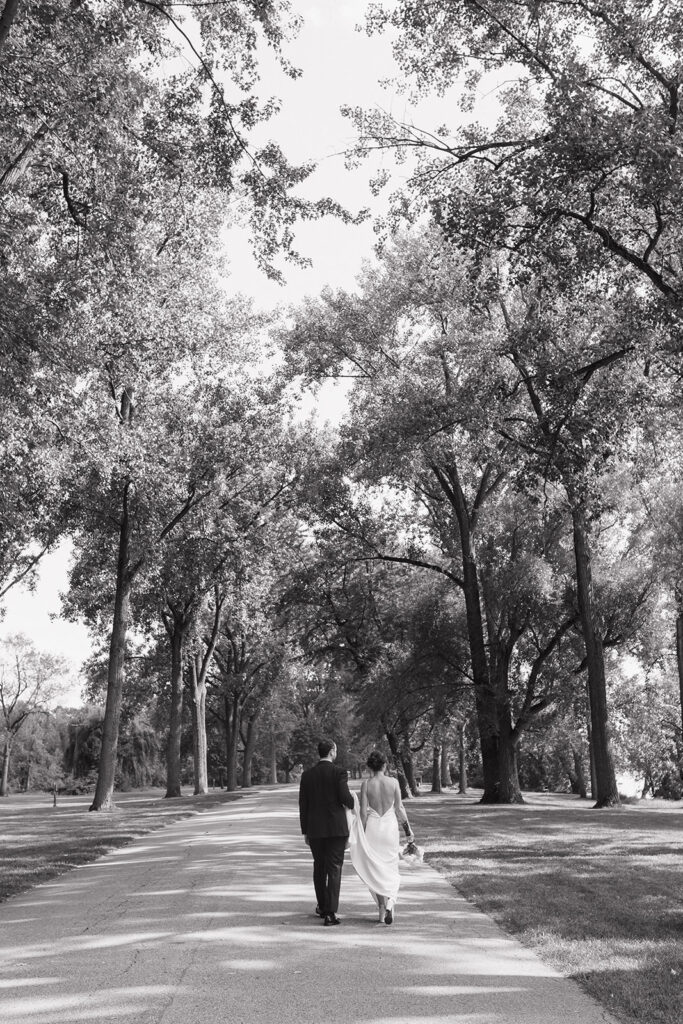 Black and white bride and groom portraits from a Grand Rapids Michigan wedding