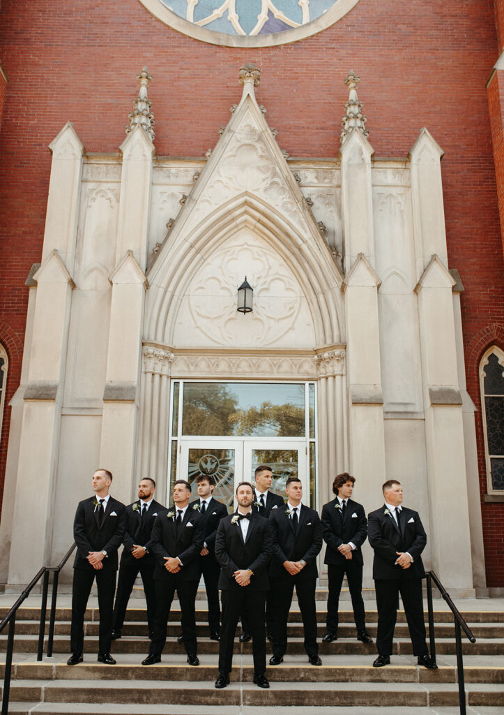 Editorial groom and groomsmen portraits from a Grand Rapids wedding