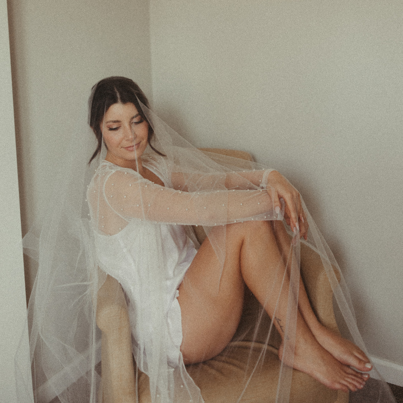 Editorial indoor bridal portraits from a Grand Rapids wedding