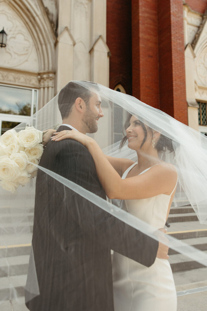 Outdoor bride and grooms portraits from a Grand Rapids wedding in Michigan