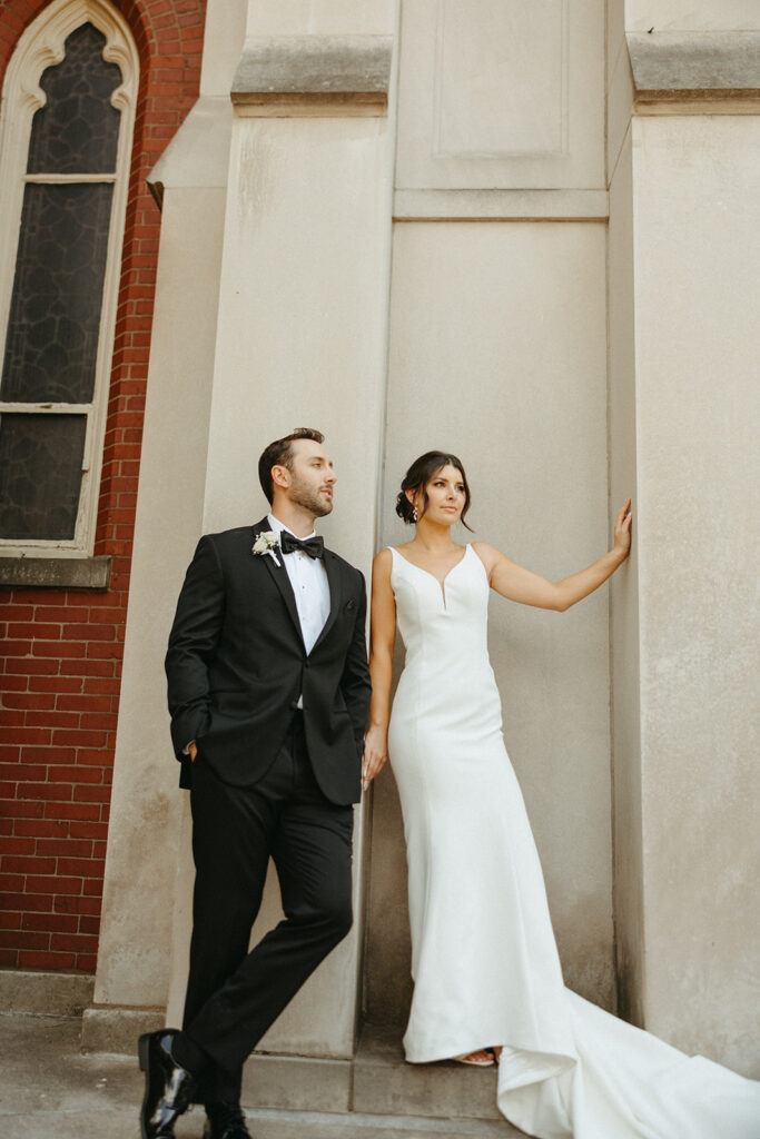 Bride and grooms editorial wedding portraits from their Grand Rapids wedding in Michigan