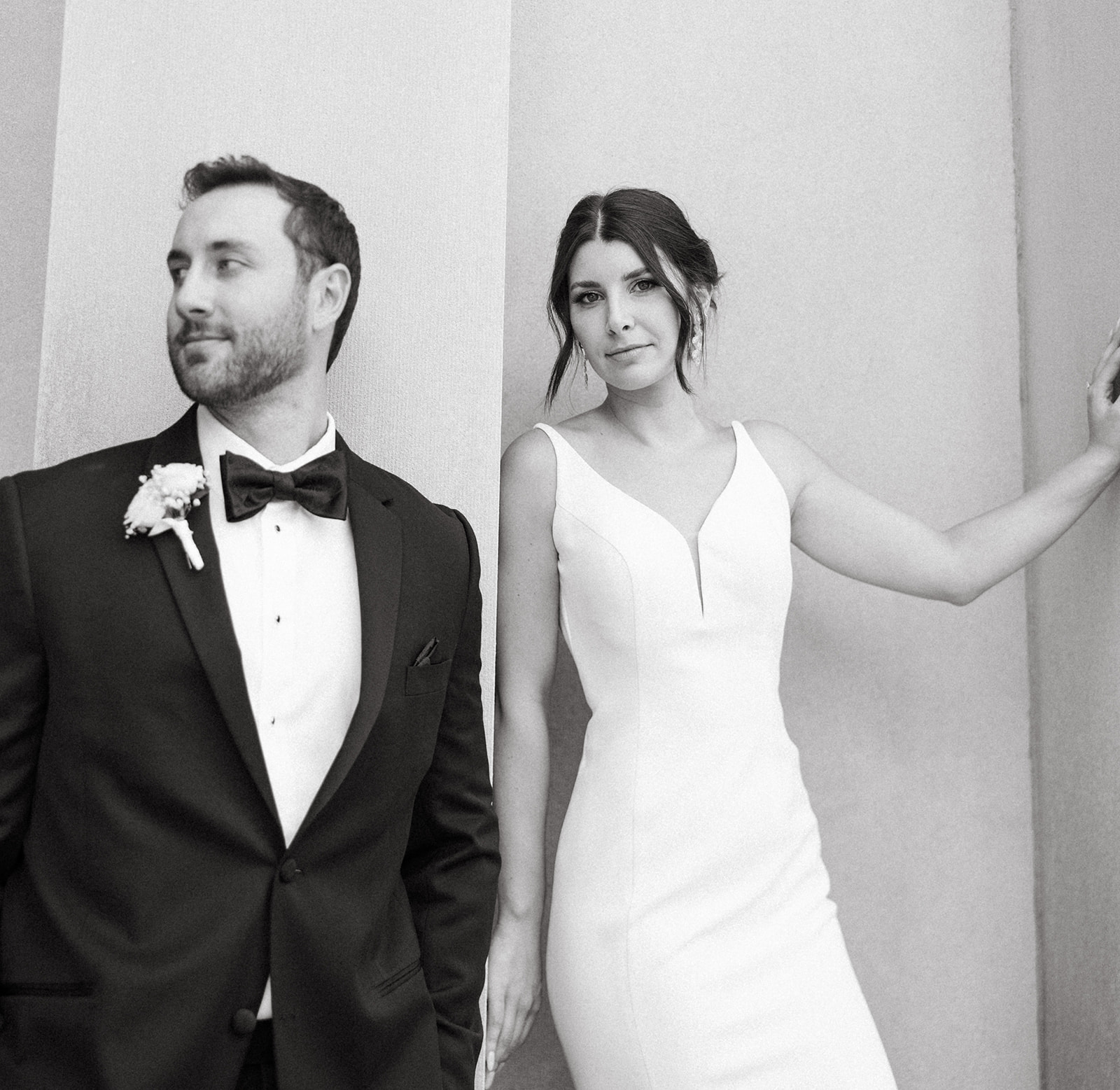 Black and white editorial wedding portraits from a Grand Rapids wedding in Michigan