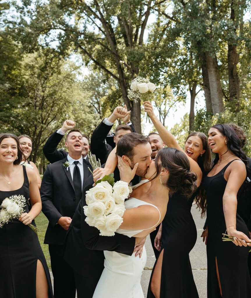 Full wedding party portraits from a Grand Rapids wedding