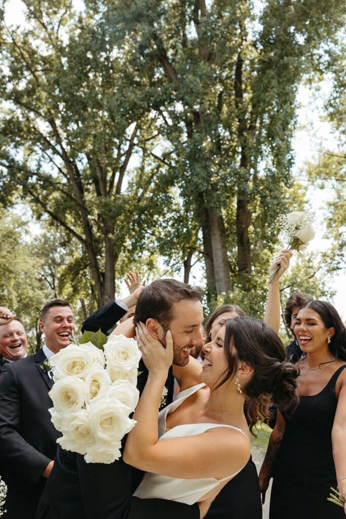 Outdoor wedding party portraits from a Grand Rapids Michigan wedding