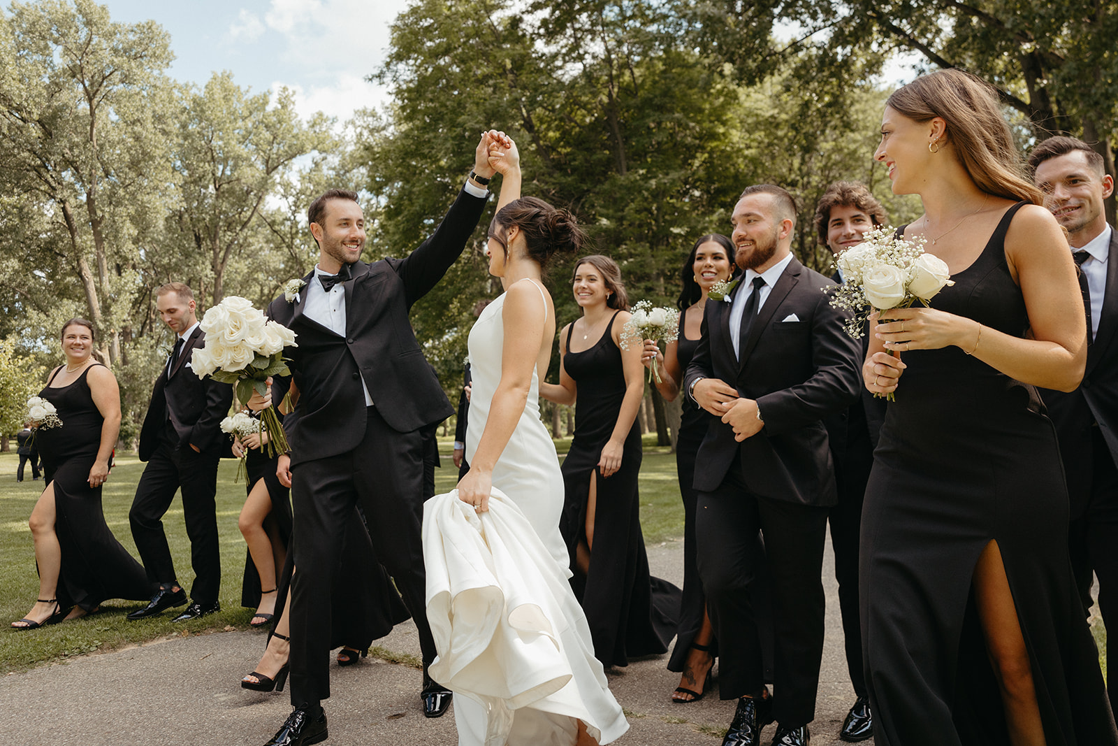 Full wedding party portraits from a Grand Rapids wedding