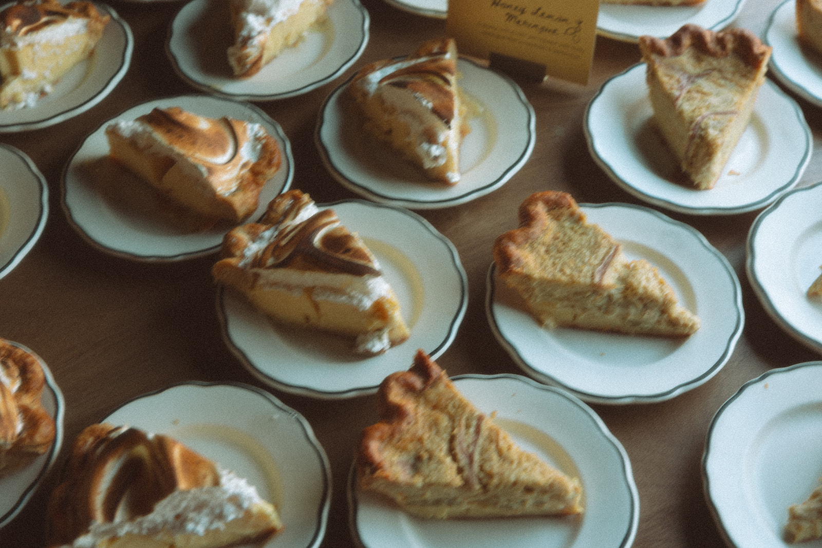 Slices of pie at a Detroit wedding reception at Mabel Grey by Sister Pie