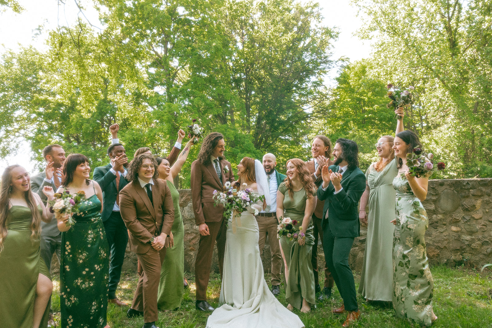 Outdoor wedding party portraits from a Stony Creek Metropark wedding in Detroit