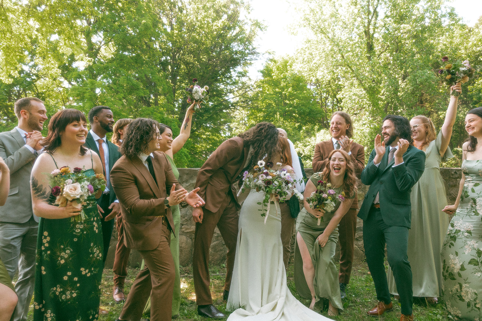 Outdoor wedding party portraits from a Stony Creek Metropark wedding in Detroit, Michigan