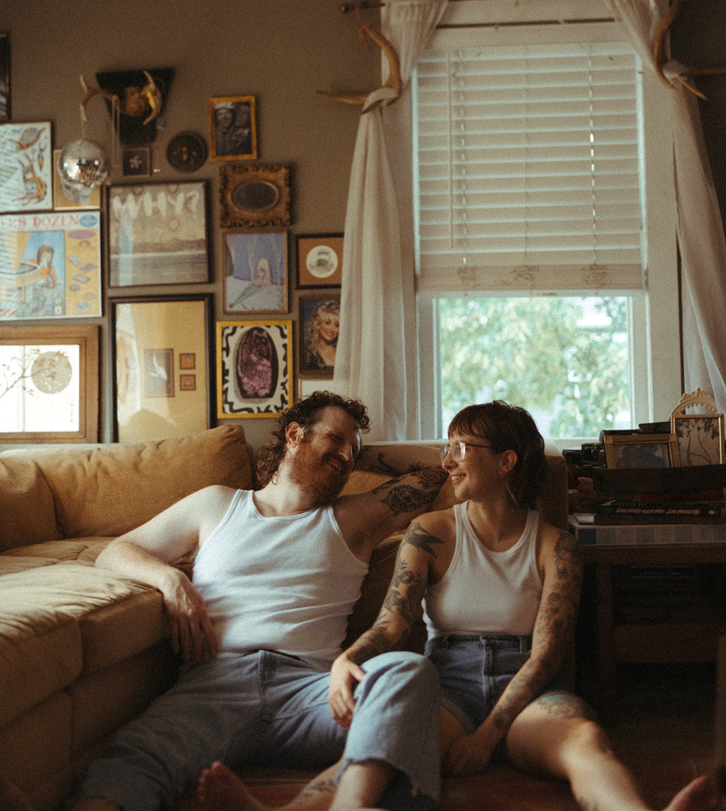 Couples at-home Grand Rapids engagement photos