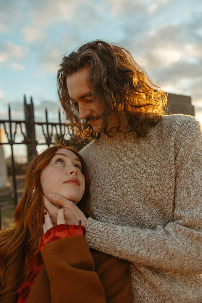 Couples outdoor fall Belle Isle engagement photos in Detroit, Michigan