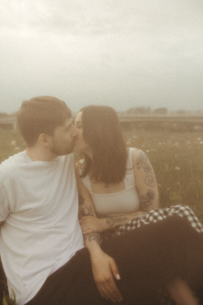 Nostalgic engagement photos in Michigan