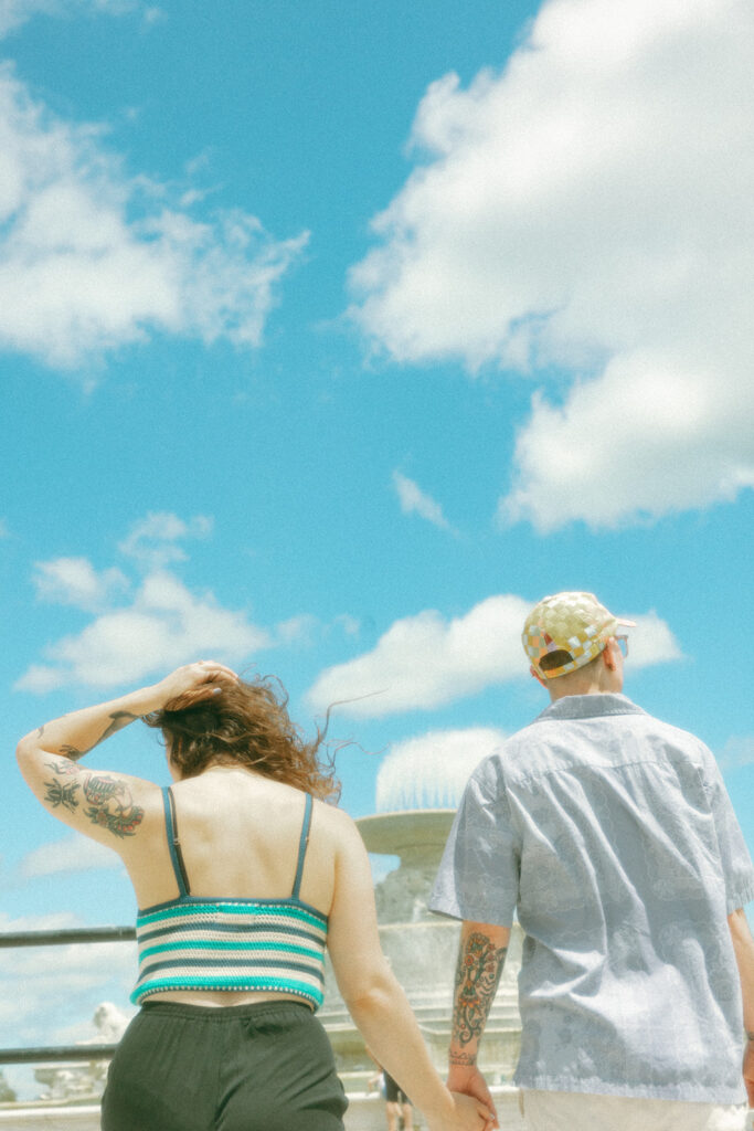 Couple walking and holding hands