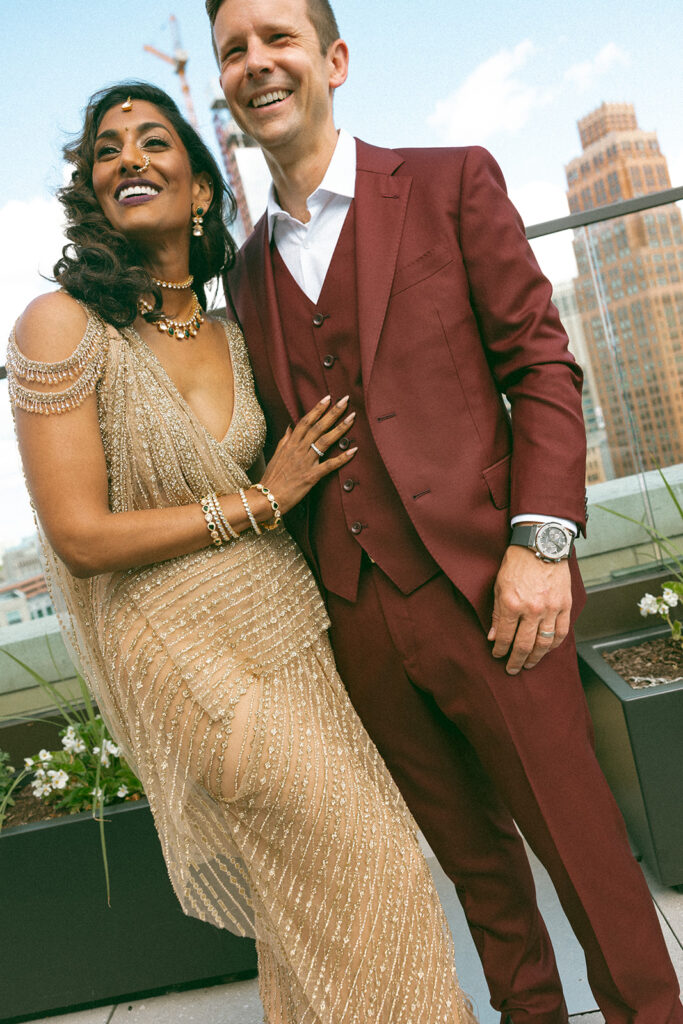 Couples wedding anniversary portraits at Kamper's Rooftop Lounge in Detroit, Michigan