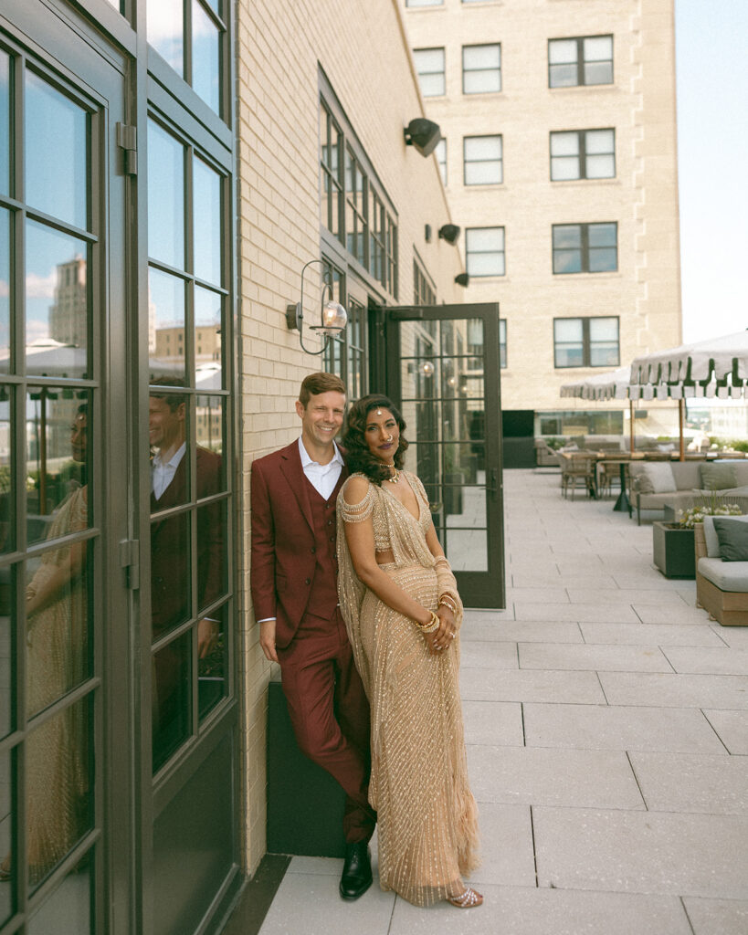 Couples wedding anniversary photos at Kamper's Rooftop Lounge in Detroit, Michigan