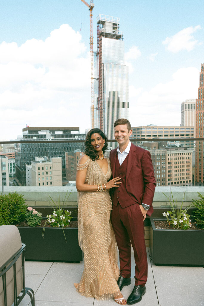 Couples wedding anniversary portraits at Kamper's Rooftop Lounge in Detroit, Michigan