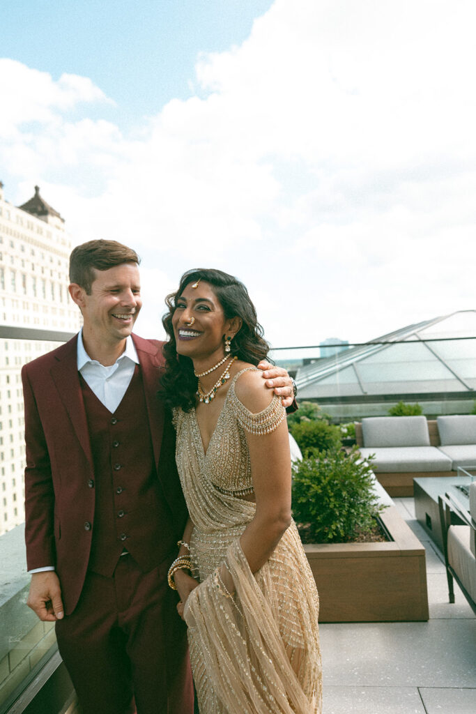 Couples wedding anniversary portraits at Kamper's Rooftop Lounge in Detroit, Michigan