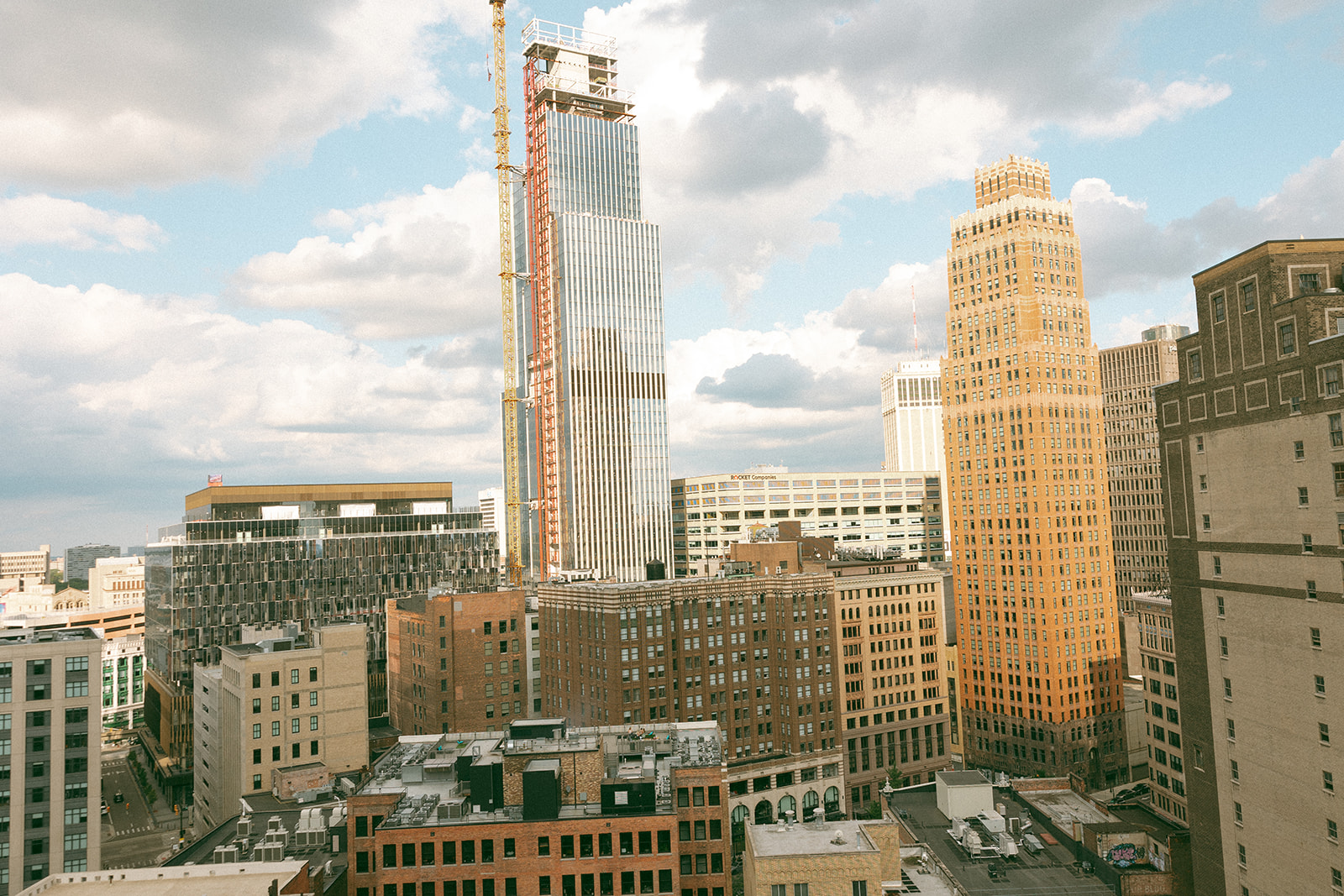 Skyline views of Detroit from Kamper's Rooftop Bar