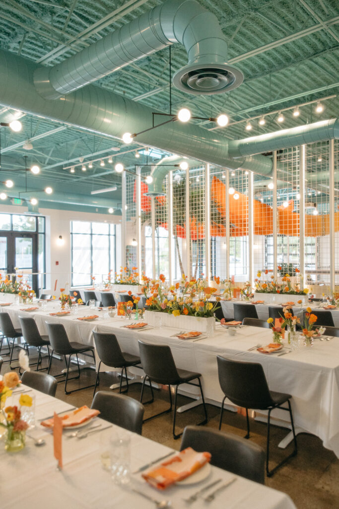 A colorful Ann Arbor wedding reception at Venue by 4M