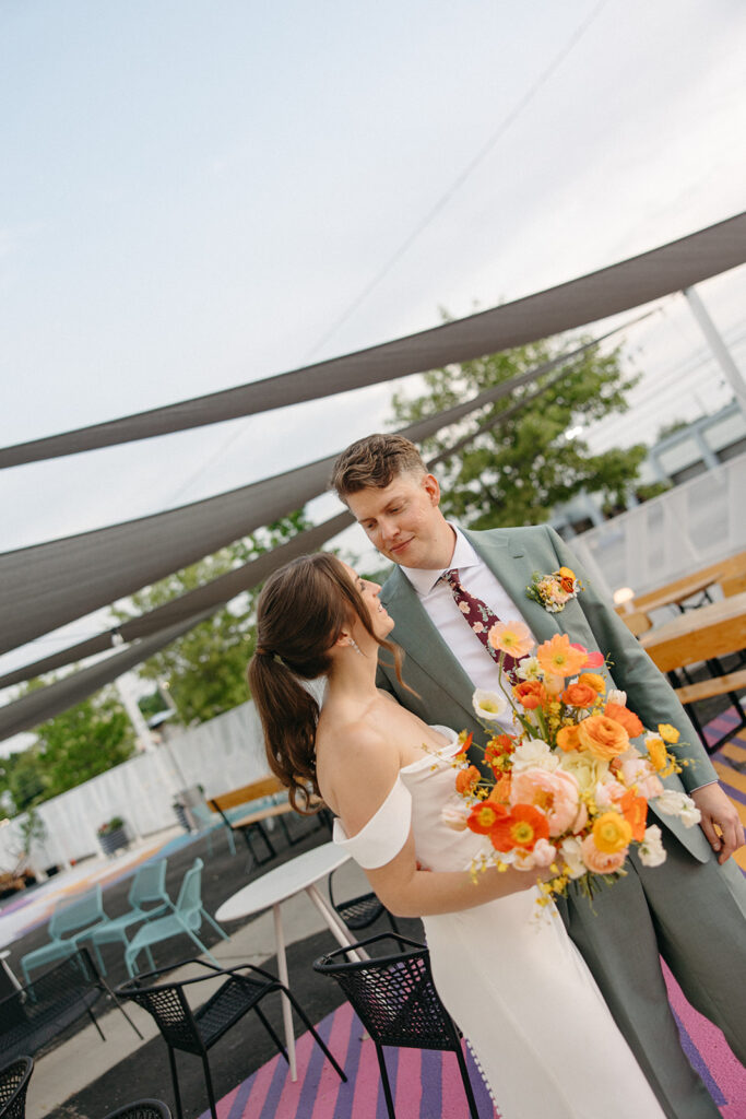 Outdoor bride and grooms portraits at Venue by 4M