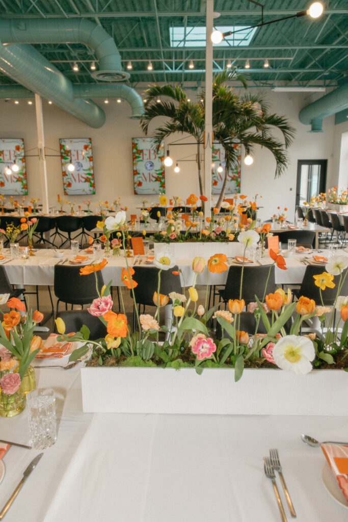 A Colorful indoor Ann Arbor wedding reception at Venue by 4M