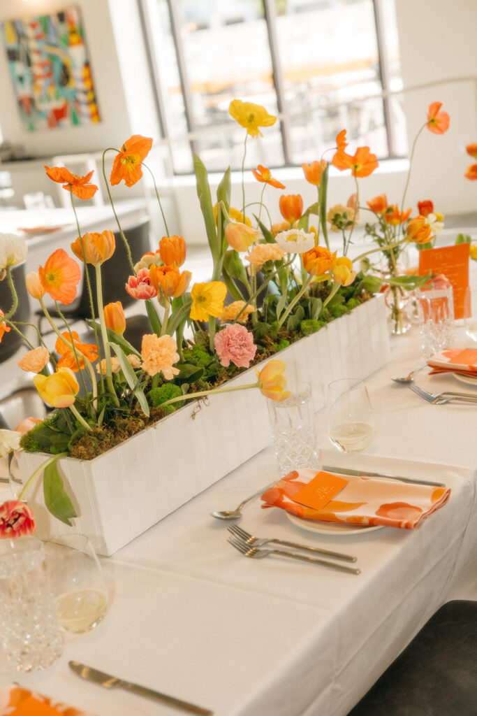 A colorful Ann Arbor wedding reception at Venue by 4M