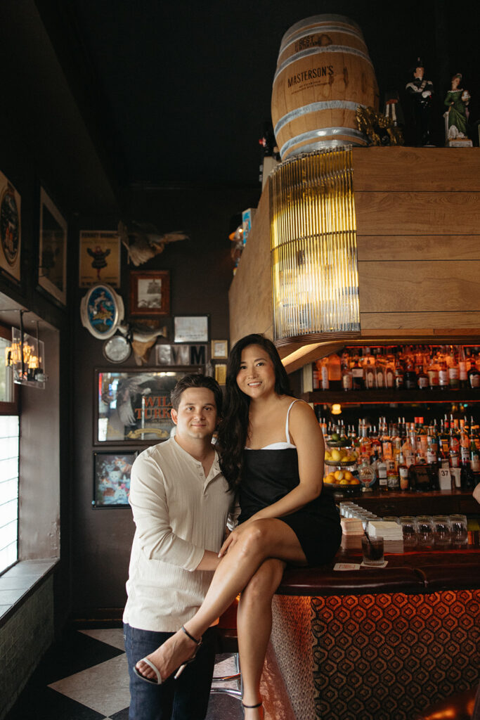 Chicago engagement photos at Best Intentions Bar