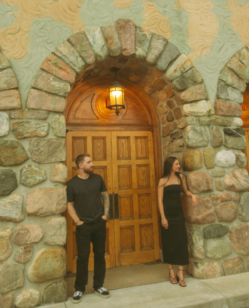 Couple posing at The H Hotel in Midland, Michigan