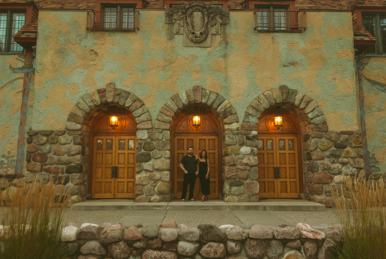 Couple posing at The H Hotel in Midland, Michigan