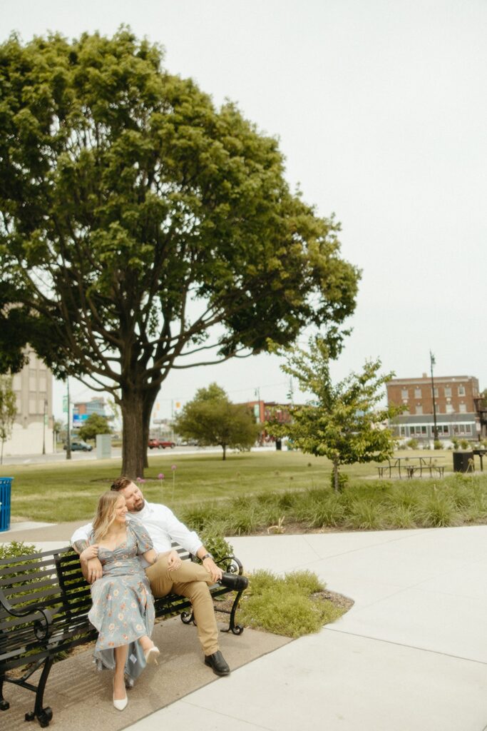 Couples Detroit engagement photos at Michigan Central Station