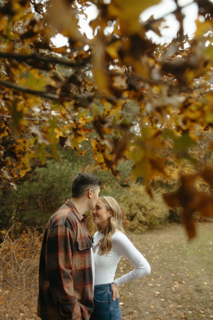 Couples fall Stony Creek Metro Park engagement photos