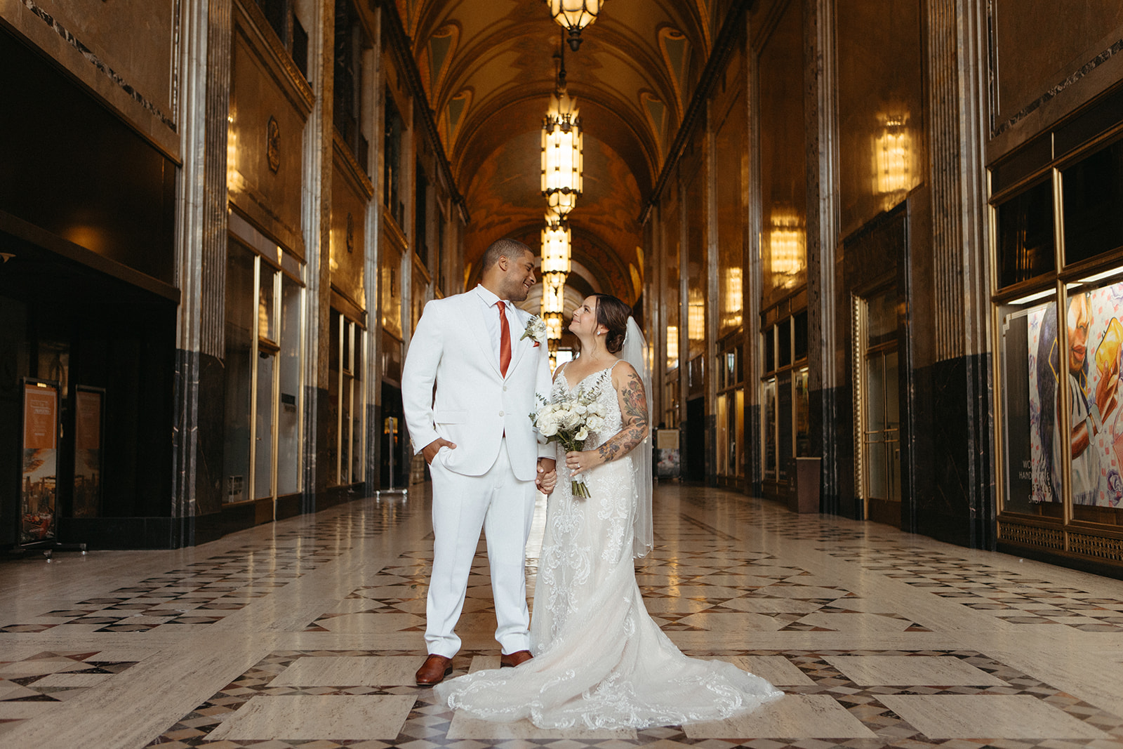 Bride and grooms Fisher Building wedding portraits - The Best Detroit Area Wedding Venues