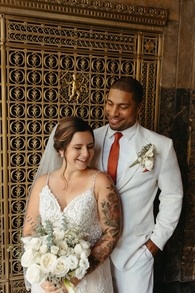 Bride and grooms Fisher Building wedding portraits - The Best Detroit Area Wedding Venues