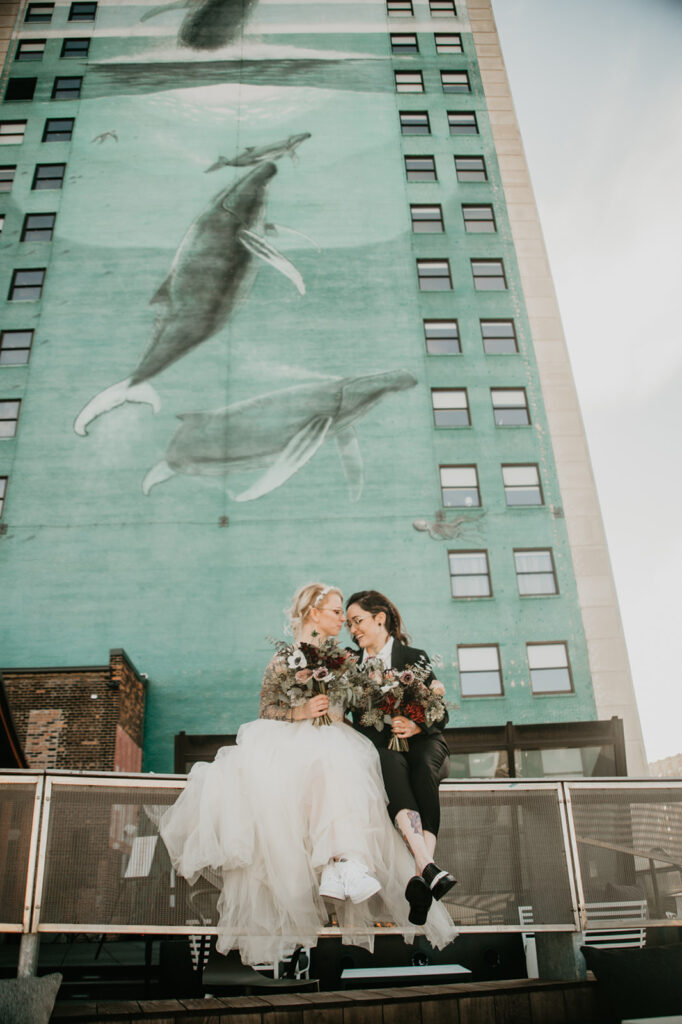 Couples wedding portraits at The Madison Rooftop