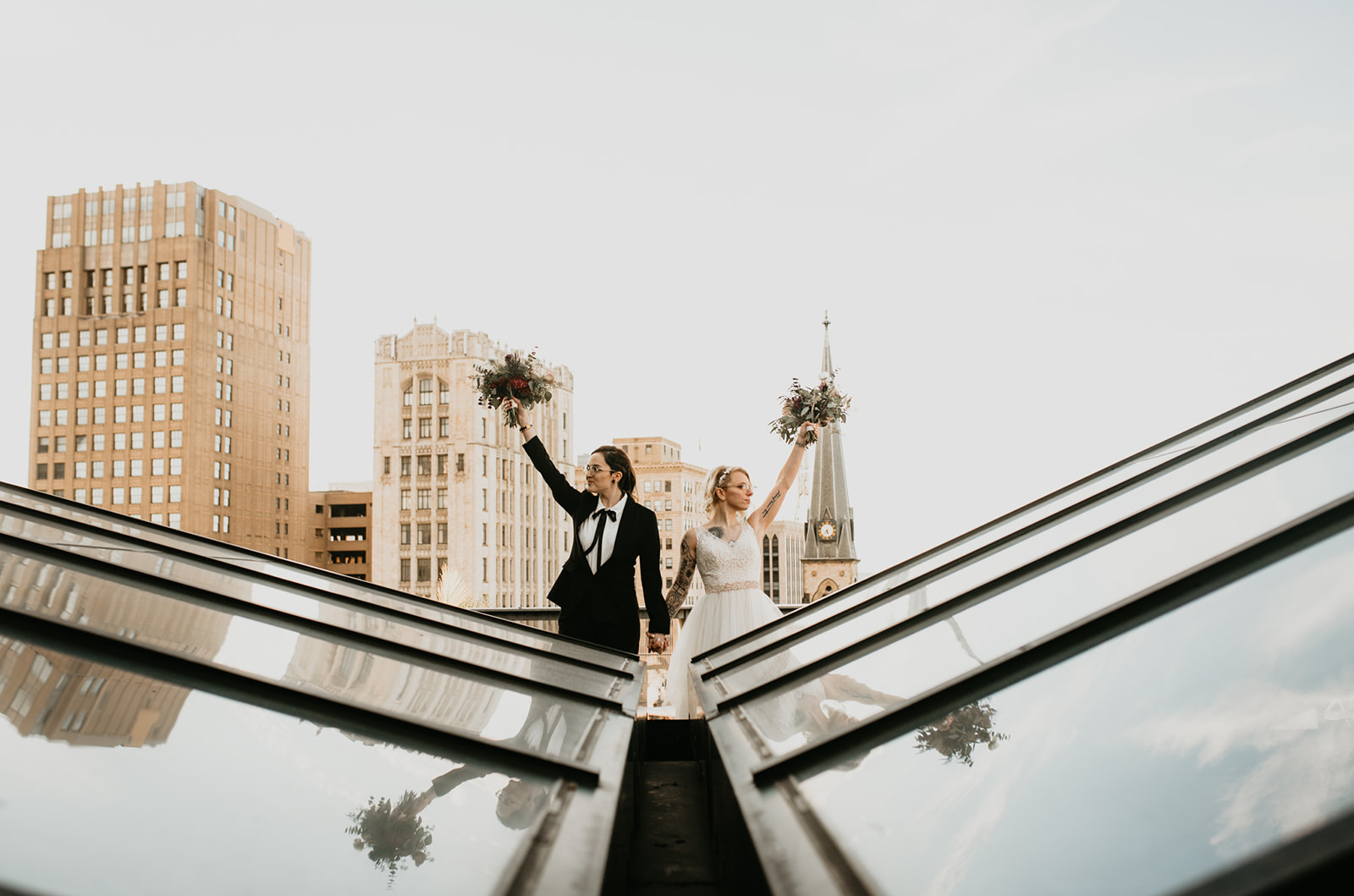 Couples wedding portraits on The Madison Rooftop