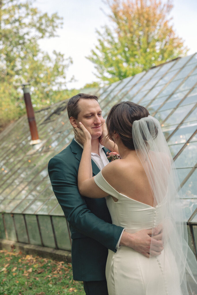 Groom getting emotional after seeing his bride during their first look