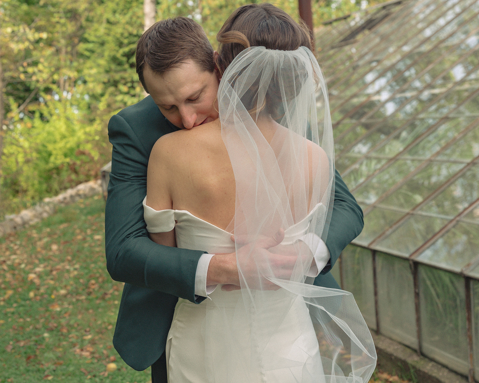 Groom getting emotional after seeing his bride during their first look