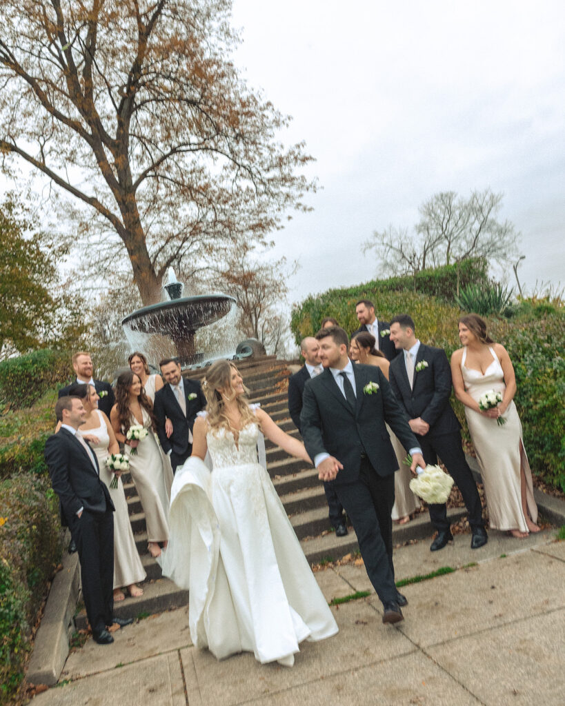 Outdoor wedding party portraits in Holland, MI