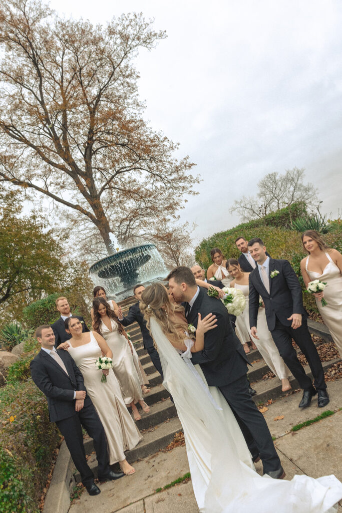 Outdoor wedding party portraits in Holland, MI