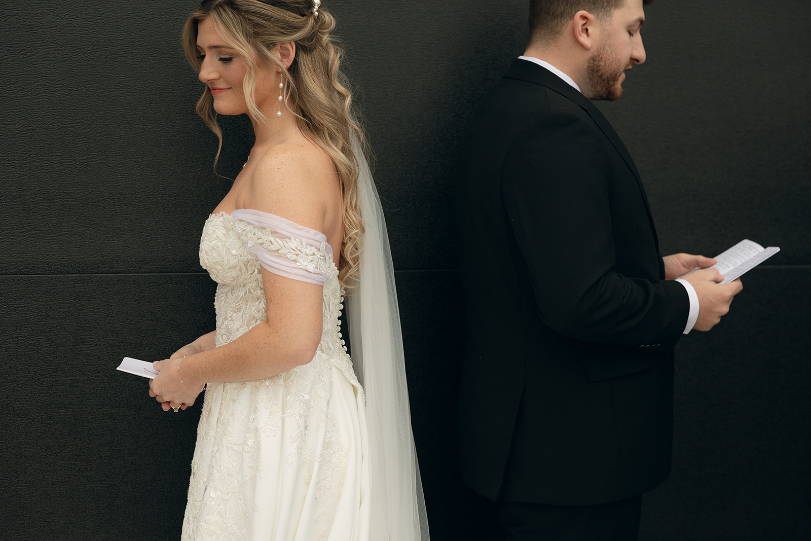 Bride and groom exchanging private vows