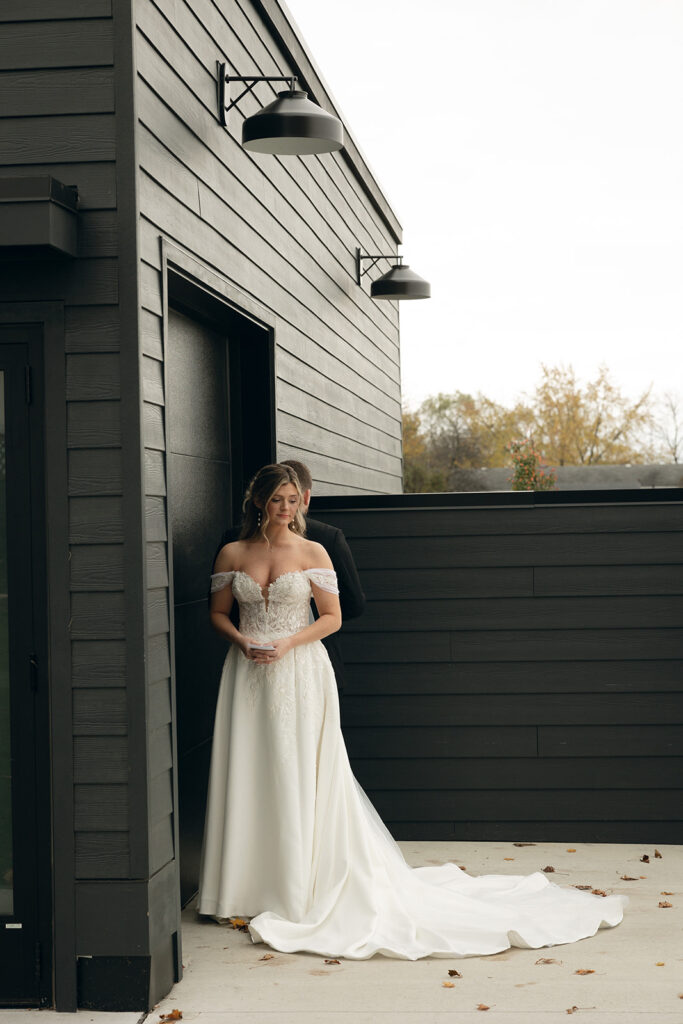 Bride and groom exchanging private vows