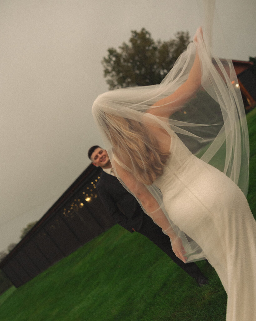 Outdoor golden hour wedding portraits in Detroit, Michigan