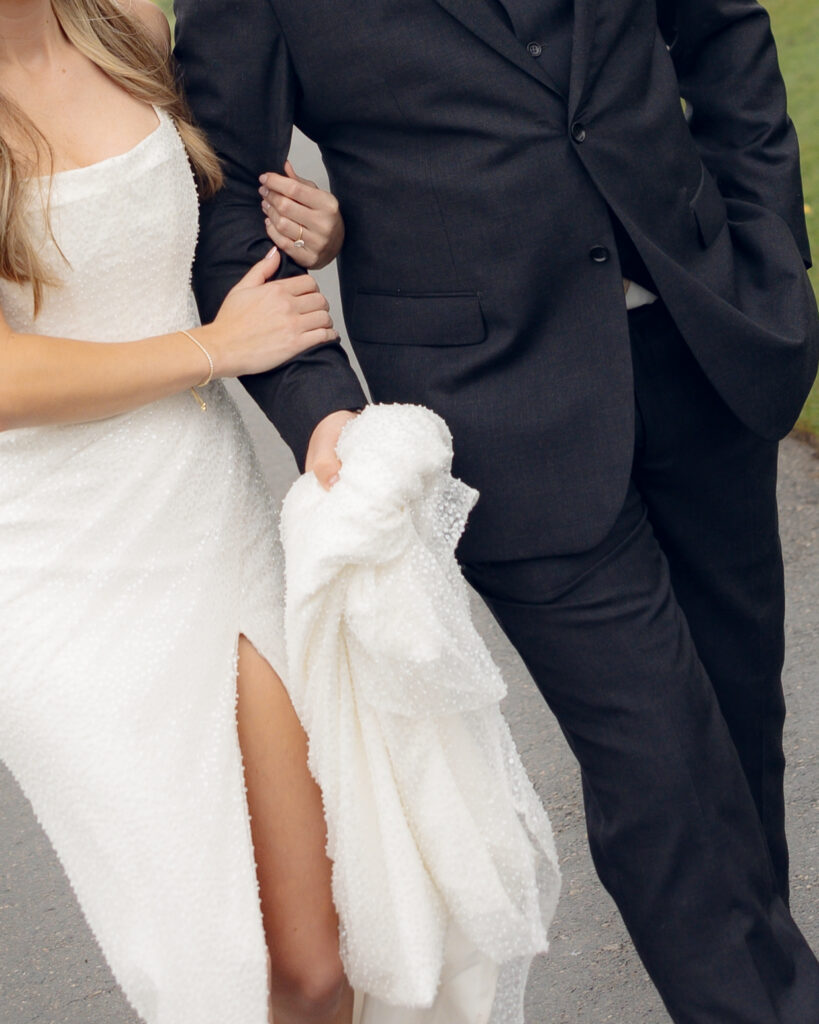 Rainy outdoor bride and groom portraits at Fox Hill Golf Club - Greater Detroit wedding venue